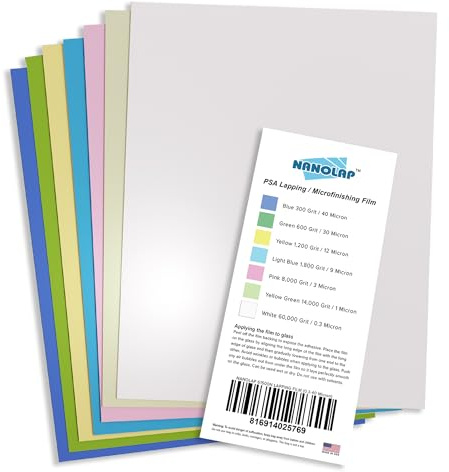 NANOLAP PSA Lapping Film, 7 Pack Pressure Sensitive Adhesive Polishing Paper, 8.5 x 11 Inch, Microfinish Fine Sandpaper, Sanding Film for Creepy, Sharp Sharpening System, Aluminum Oxide AO