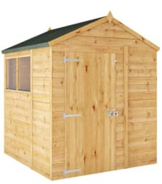 WALTONS | 6ft x 6ft Premium Shiplap Apex | Modular Wooden Garden Storage Shed | 6x6 | 1.8m x 1.8m | Tongue and Groove | Felt Included | Glass or Styrene Glazing (Glass Glazing)