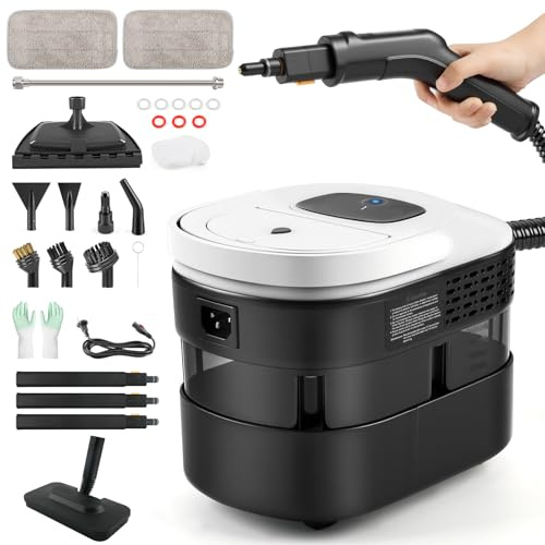 Steam Cleaners Portable, 3 Speeds,2500W 4.5 BAR 1.6L Steamer Cleaning Machine High Temperature Pressurized with 15 Accessories for Kitchen Home Furniture Car Cleaning, New Upgraded