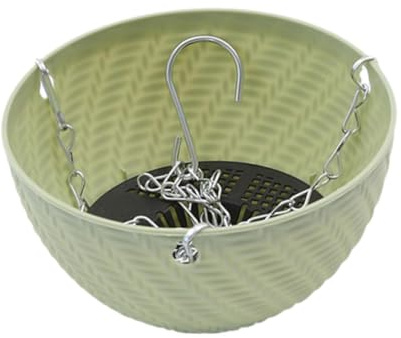 JAYIOLA Maceta Colgante Contenedor Suspendido Cesta con Cadena Tiesto de Riego Automático Soporte para Flores con Base de Depósito de Agua Adecuada para, Verde