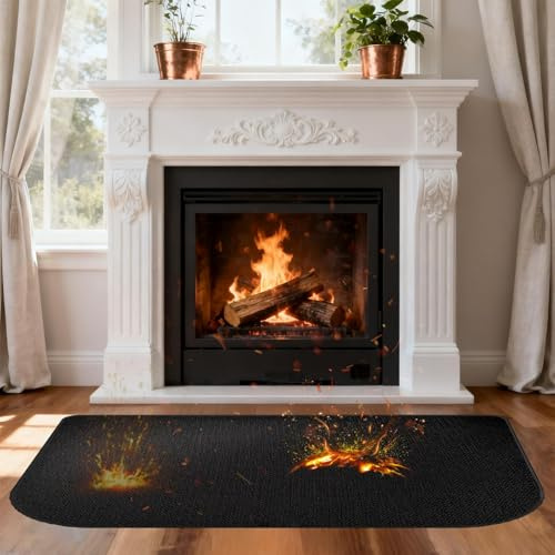 Axlyca 80 x 50 cm Feuerfeste Unterlage, Feuerfeste Matte für Kamin Bodenplatte, mit Aufbewahrungsbeutel, Feuerfeste Kaminmatte für Kamin Grills, Zum Schutz des Bodens vor Funken