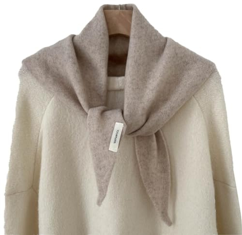 Homaskylynn Gestrickter Dreiecksschal Für Damen, Kaschmirschal, Y2k-Kopftuch, Vinatge-Wickelhalsbedeckung, Mädchen, Ästhetische Accessoires(Beige)