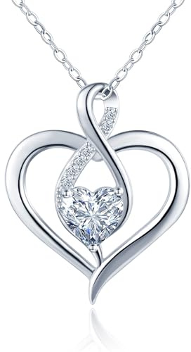 MICMIF Infini Coeur 1 Carat Moissanite Collier pour Femme en Argent 925, VVS1 D Couleur GRA Certified Chaîne avec Pendentif Coeur d'amour Bijoux pour Petite Amie Partenaire Maman