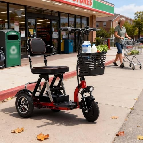Scooter Movilidad Reducida 3 Ruedas Súper Económico Plegable Ultracompacto para Ascensores y Pasillos Silla De Ruedas Motorizada De 3 Ruedas para Personas Mayores