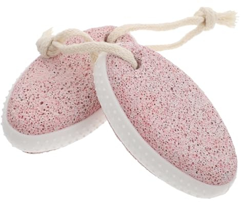 Veemoon Pietra Pomice per Pedicure 2 Pezzi, Lima Piedi Ellittica Resistente in Pietra Vulcanica Rosa, Strumento Esfoliante per Rimozione Pelle Morta, Accessorio Pratico per Cura Piedi