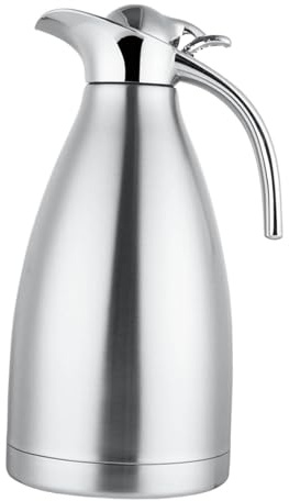 RCGOFOLLOW Innovativ vakuumisolerad kanna för varma vätskor Mångsidig termokanna för kaffe håller drycker färska eller kylda Termokanna i rostfritt stål för kaffe och te, Silver, 1.5 liter