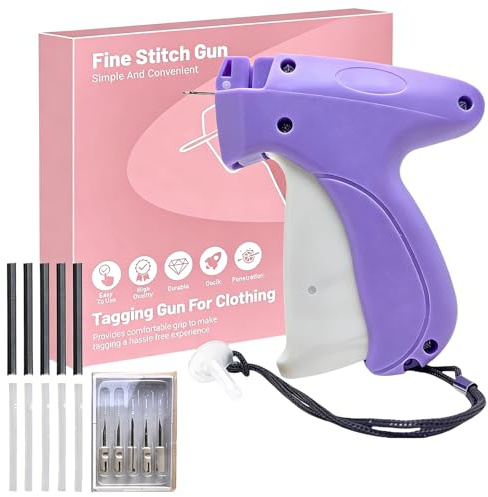 SINZONeu ® Pistola de Coser Ropa Rápida, Etiquetadora de Ropa con 5 Agujas y 1000 Navetes de 5mm, Mini Máquina de Coser Manual para Dobladillo Fácil y Fijación de Etiquetas, Morado