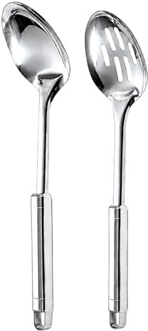 2 PCS Slotted Spoons for Cooking, Large Serving Spoons Set, Stainless Steel Cooking Utensils, Ideal for Home Cooking and Professional Use, Dishwasher Safe Kitchen Tools