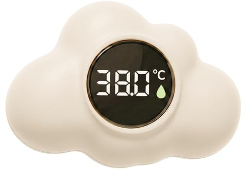 Termómetro de agua para baño, termómetro digital para baño de bebé, alerta de temperatura de 3 colores, forma de nube flotante para recién nacidos, beige, agua