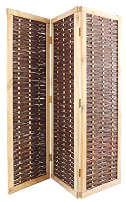 Raumteiler Weidenparavent 3teilig mit 180x180cm - Blickschutz und Windschutz für Innen und Außen 1,8m x 1,8m