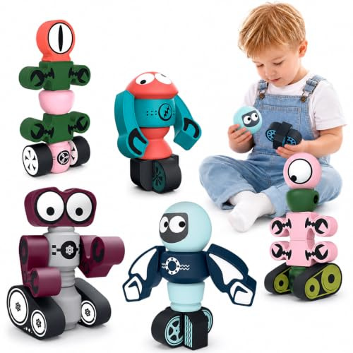Gifts2U Magnetischer Roboter Magnetische Bausteine 35PCS Magnet Blöcke Set mit Aufbewahrungsbox Stapeln Spielzeug Pädagogische Playset Magnetspiel Magnetbausteine Magnete Bauklötze Baukasten Kinder