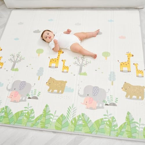 Alfombra Bebe Acolchada Plegable 180x200x1.5cm- Gimnasio Bebe - Manta De Juegos Bebe - Manta Actividades Bebe Impermeable Reversible - Tapete De Actividades Bebe - Gimnasio Infantil Bebe - Regalo Bebe