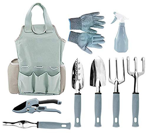 Molinter Gartenwerkzeug Set Gartengeräte Organizer Tragetasche mit Garten Graben Kralle Gartenhandschuhe Gartenhandschuhe 10 Stück