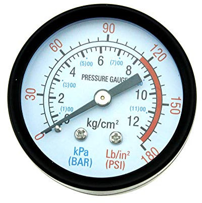 Create idea 1/4 Inch BSP Thread Air Pressure Gauge Dial Type Male Threaded Round Air Compressor Gauge 0-180psi 0-12 Bar