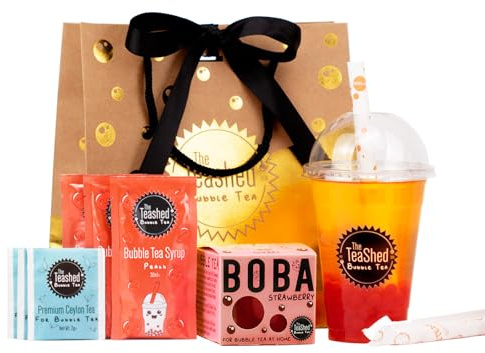 Bubble Tea Syrup Kit Gift Set with 3 Servings | Syrup + Tea + Boba Set | The TeaShed