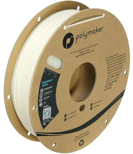 Polymaker Nylon-Filament 1,75 natürliches CoPA, einfach zu drucken, 750 g, 1,75 mm, Kartonspule – PolyMide CoPA Warp Free Nylon 3D-Drucker-Filament, stark & robust & hitzebeständig
