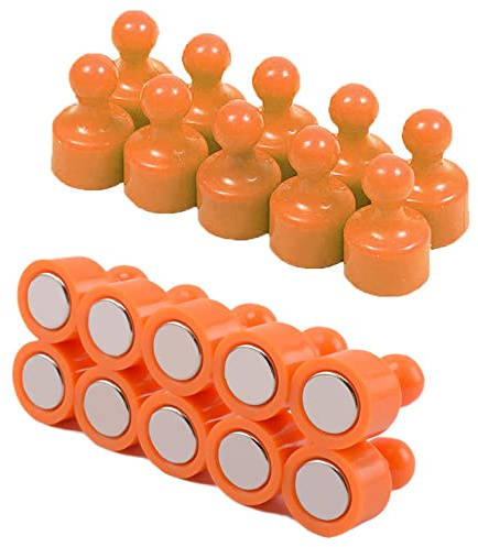 20 Stück Kühlschrankmagnete, magnetische Pinnadeln, kleine Kühlschrankmagnete, Starke Neodym-Magnete, Whiteboard, Karte, Magnete, perfekt für Zuhause, Küche, Büro, Schule, Klassenzimmer, Orange