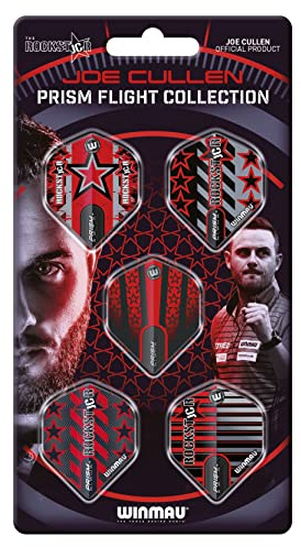 WINMAU - Joe Cullen Dartflug Kollektionen - Dartflüge 5 Sets pro Packung (insgesamt 15 Stück) Extra dick 100 Mikron - Dartflüge in Standardform - Professionelles Dartzubehör