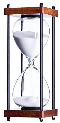 BOSUGE, 30 Minuten großer Sanduhr-Timer aus Holz, schwarze Sanduhr-Dekoration, Esszimmer, Wohnzimmer, Schrank, Büro, Schreibtisch, Schlafzimmer, Party, Urlaub, Sanduhr, Timer, kreatives Geschenk. ( Co