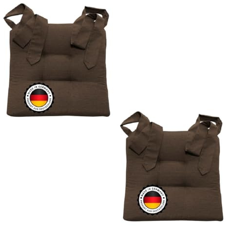 Bonvionn Zwei Stuhlkissen Sitzkissen Schleifenband Auflage Polster Stuhl Stuhlauflage Rattanstühle extra dick Esszimmerstühle (Braun)