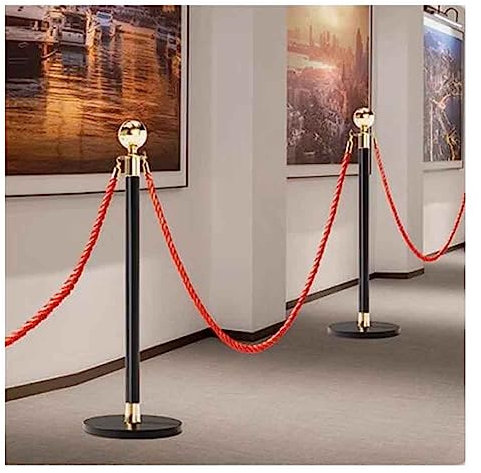 Rungen Crowd Control Barriers, Schwarzer Rungenstab Mit 4,9 Fuß Roter Samtleine Als Trennwand Sicherheitszaun-Geländer Für Party, Museen, Hochzeit (Farbe : Schwarz, Größe : 2PCS)