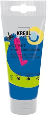 KREUL 43311 - Kids Art Kinder-Künstlerfarbe, Königsblau 75 ml Tube, Schulmalfarbe auf Wasserbasis, matte deckende Bastelfarbe für Leinwand, Papier und Karton, vegan