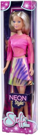 Simba Steffi Love Neon Style, 2-Fach Sortiert, es Wird nur EIN Artikel geliefert, Puppe in coolen Neonfarben und Gürtelrock, 29cm Spielpuppe, ab 3 Jahren
