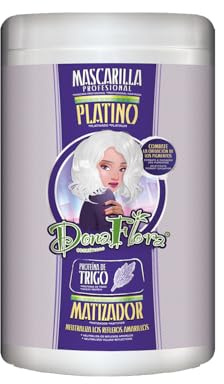 Mascarilla Matizadora Violeta Dona Flora – Neutraliza Tonos Amarillos y Naranjas – Hidratación Intensa – Ideal para Cabellos Rubios, Grises o Decolorados – Efecto Platino – 1 kg