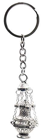 MONOJLY Incienso cristiano para llavero, incensario de aleación para llavero, adorno para coche, iglesia, bolso, decoración souven, Silber