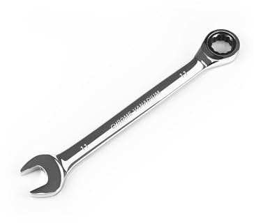 Egofine Llave combinada de trinquete de 11 mm métrica, llave de engranaje de grado industrial con diseño de 12 puntos, trinquete de 72 dientes, acero al cromo vanadio