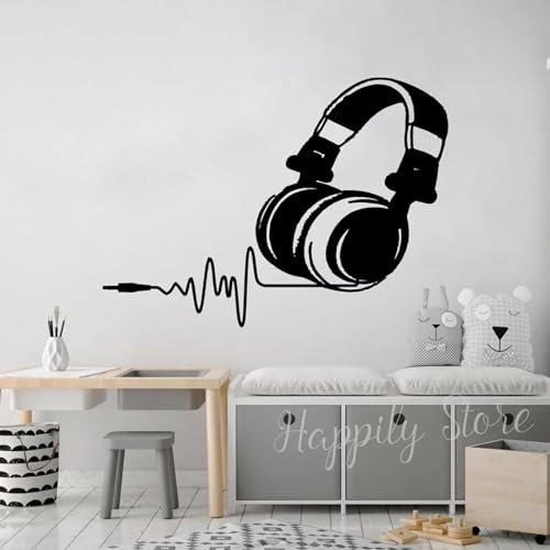 MIXUEXUNLU Aufkleber für Musikliebhaber, DJ-Kopfhörer, Audio, Musik, Pulsschild, abnehmbarer Aufkleber, Wandkunst, Schlafzimmer-Dekoration