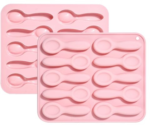 UR URLIFEHALL 2 Pièces Moules en Silicone en Forme de Cuillère Moules en Chocolat Mignons pour la Décoration de Gâteaux, Bonbons, Pudding, Ustensile de Cuisine, Plateau pour Savon et Bougie