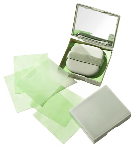 400 Sheets Oil Blotting Paper with Mirror, Refills Included, Face Oil Absorbing Sheets, Oil Control Paper, Absorb Excess Oil, Makeup Friendly