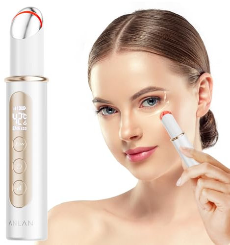 Gesichtsmassagegerät, ANLAN Augenmassagegerät 3 Arten EMS Gua Sha 40°C±2°C Warme Kompresse [LED-Display]11000±2000RPM Vibration Gesichtsmassage Rotlichtlampe Gesicht für Augenringe Entfernen