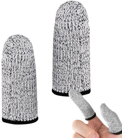 Buerfu Cut Resistant Finger Cots | Breathable Thumb Finger Protection Cots - Gloves Life Extender, 2X Fingertip Guards for Garden, Kitchen, Work, Sculpture