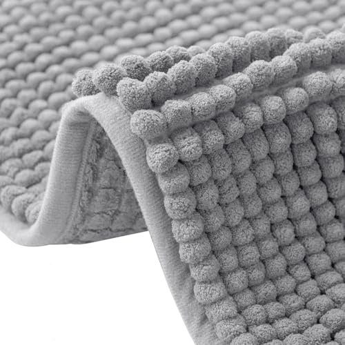 Flintronic Alfombra Baño Antideslizante, alfombra Baños Microfibra de Chenille, Alfombras de baño Lavable a Máquina, Suave y Cómoda, Agua Súper Absorbente, para Bañera,Ducha Baño (Gris Plata 50*80CM)