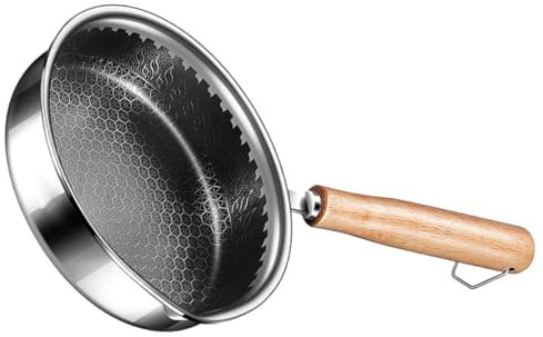 BEBEMOKO Honeycomb Edelstahl Bratpfanne Antihaft-pfanne Für Eier Und Steak Robuste Hitzebeständige Kochutensilien Für Kleine Küchen Und Einzelpersonen