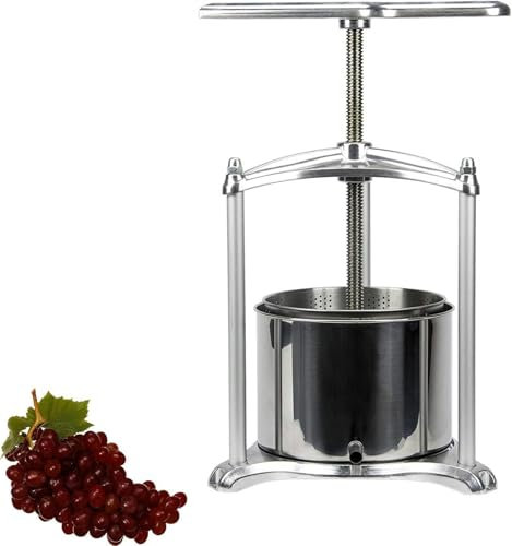 LXWKAI Obstpresse, 6L Edelstahl Weinpresse Schneckenpresse Ölpresse Geeignet für Wein, Honig, Saft, Pfefferölherstellung