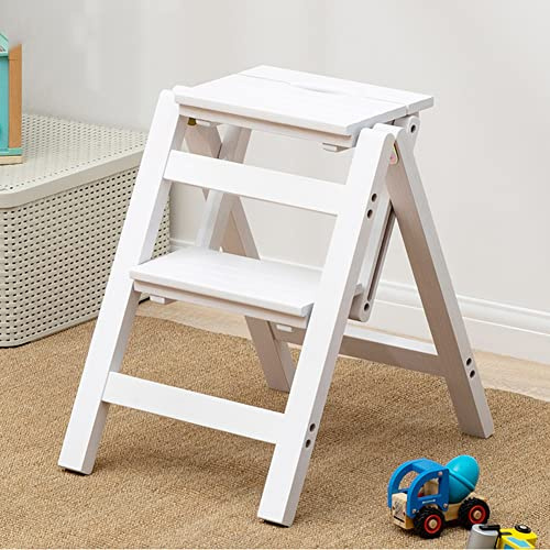 Sgabello pieghevole a scaletta per adulti multifunzionale a 3 gradini in legno massello sedia da bancone sgabello domestico per interni (multicolore)