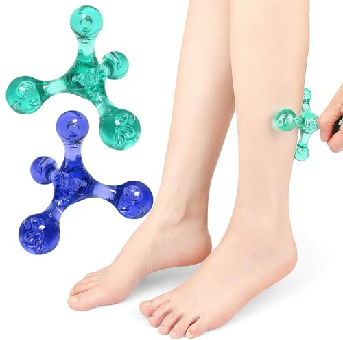 APOMOONS 2 Stück Triggerpunkt Drücker, 4 Punkt Triggerpunkte Mini Massagegerät, Massagespinne Trigger Point, Massager Tool für Rücken, Nacken, Arme und Beine, Blau, Grün