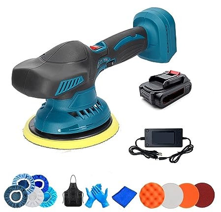 Máquina pulidora, lijadora orbital Pulidora de coche eléctrico, máquina pulidora de encerado automática inalámbrica de alta eficiencia, lijadora excéntrica multifuncional para lijar, pulir(1PC 2000mAh
