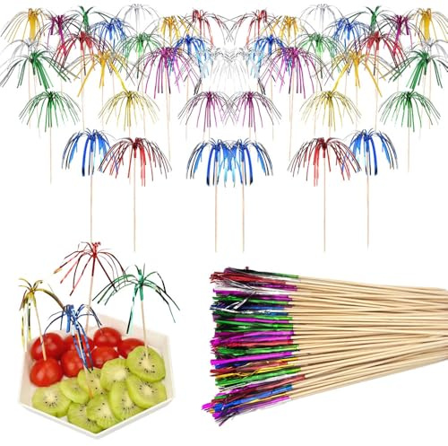 100 Piezas Cóctel de Fuegos Artificiales Palo Cóctel Palillos Decoraciones de Fiesta de Cócteles para Barras de Decoración Bebidas Artículos Fiestas