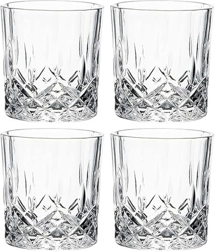 Niltracy Bicchieri da whisky Old Fashioned, 200 ml, set di 4 bicchieri da whisky per cocktail bourbon (8,3 x 7,6 cm)