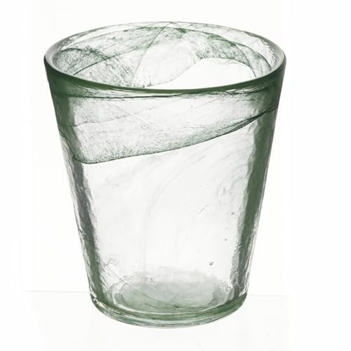 Villa d'Este Home Tivoli 1996 Lot de 6 verres à eau conique 250 ml en verre, surface dégradée, vert, albâtre