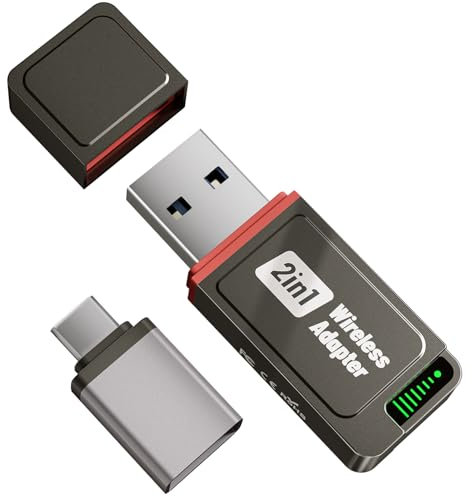 SALCAR CarPlay - Adattatore wireless per iPhone e Android | 2 in 1 | Aggiornamento 2025 | Dual Band 5,8 GHz Auto Dongle Stabile Adattatore Android Auto Auto, Compatibilità Ultrabwide per veicoli dal