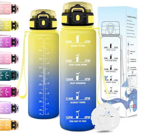 Motswedi Gourde Sport, 1000ml Anti Fuite, Gourde 1l, Réutilisable, Bouteille d'eau, sans BPA, Bouteille Reutilisable, pour Adulte, Randonnée, l'école, Fitness, Yoga