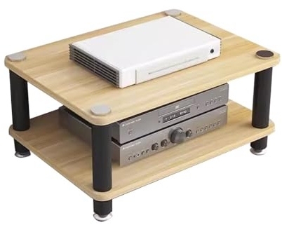 LyzqxHL Mensola for giradischi, mobiletto portaoggetti a torre, supporto audio-video moderno, mobiletto stereo in legno a 1/2/3/4 ripiani(Yellow,2 Tier)
