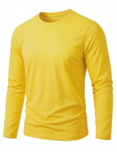 TACVASEN T Shirt Manche Longue Homme Coton Col Rond Basique pour Quotidien | Modèle Basique Indispensable, Coupe Polyvalente Classique, Confort De Port Optimal