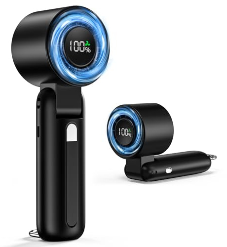 4 in 1 Portable Handheld Turbo Fan,10000RPM High-Speed Mini,180° Foldable,1-100 Speeds,Up to 15H Use,5000mAh Battery,Powerful Personal Cooling,Hand Held Fan for Travel,Indoor &,Outdoor(Carbon Black)