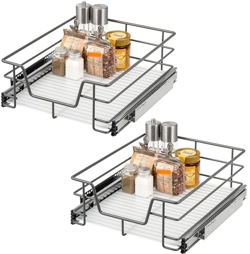 bremermann Teleskopschubladen 2er Set - 45 cm mit Einlegeboden, K�chenschublade zum Nachr�sten, Vollauszug mit Teleskop-Schienen, ideal f�r K�che, Bad & Schlafzimmer, aus Metall (Grau)